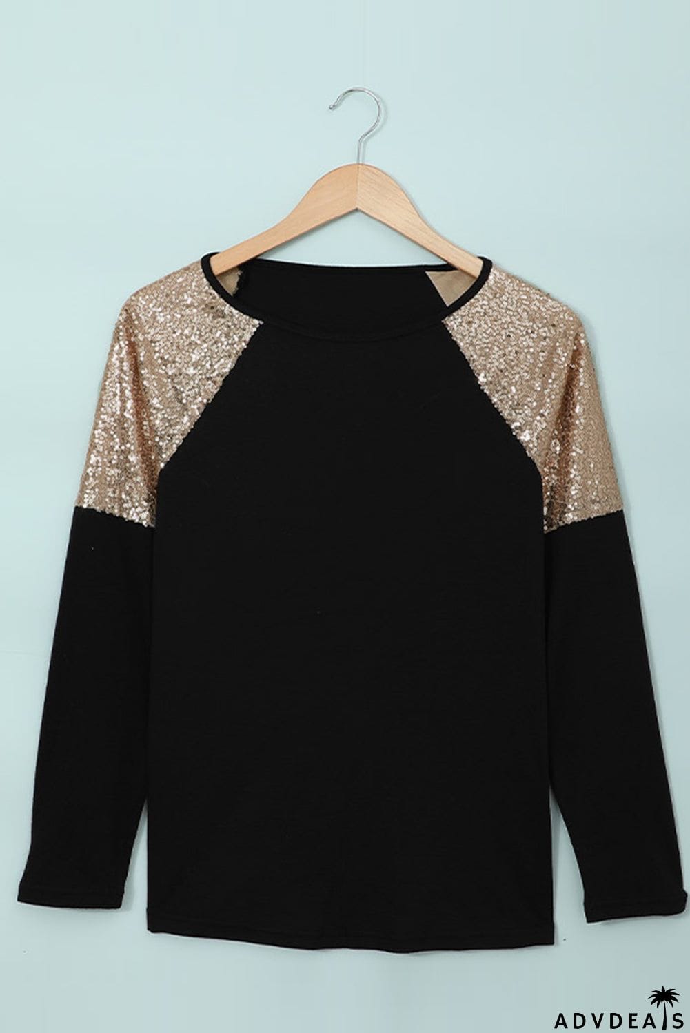 Sequin Shoulder Long Sleeve Top