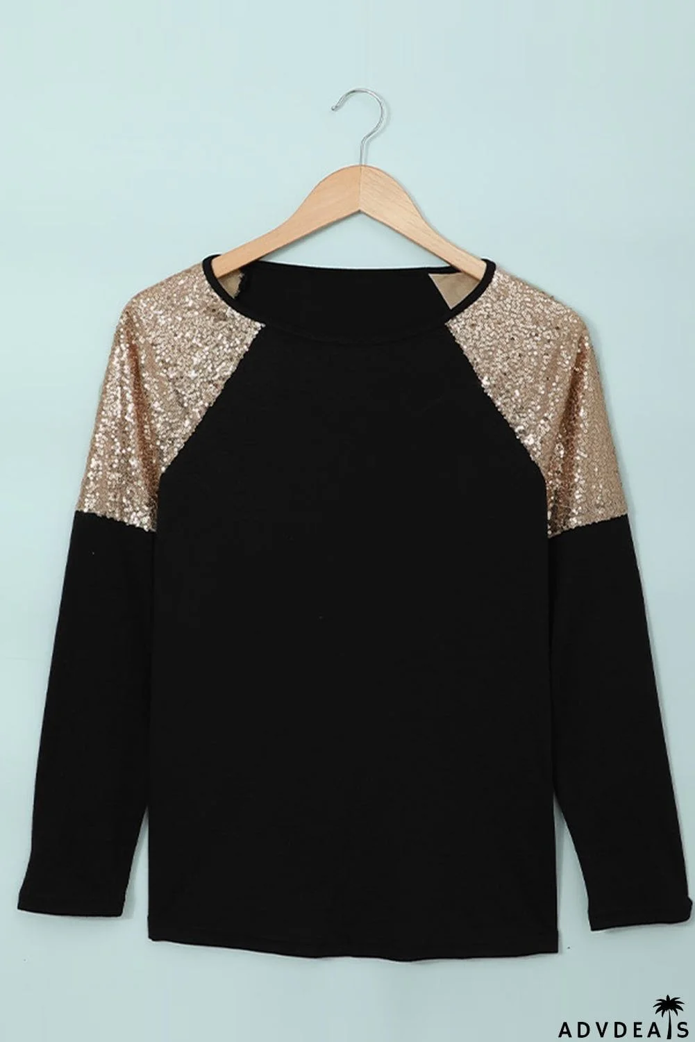 Sequin Shoulder Long Sleeve Top