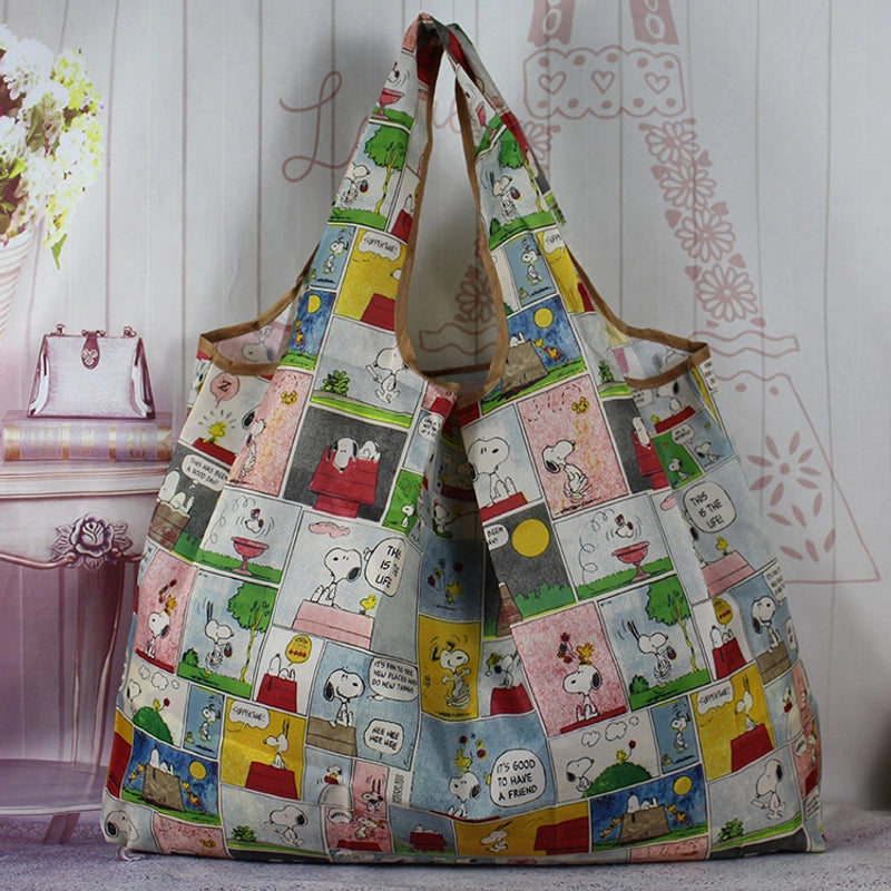 Spot Japanese Printed Environmental Bag Large 210T Supermarket Folding Shopping Bag Thickened Tote Bag Shopping Bag