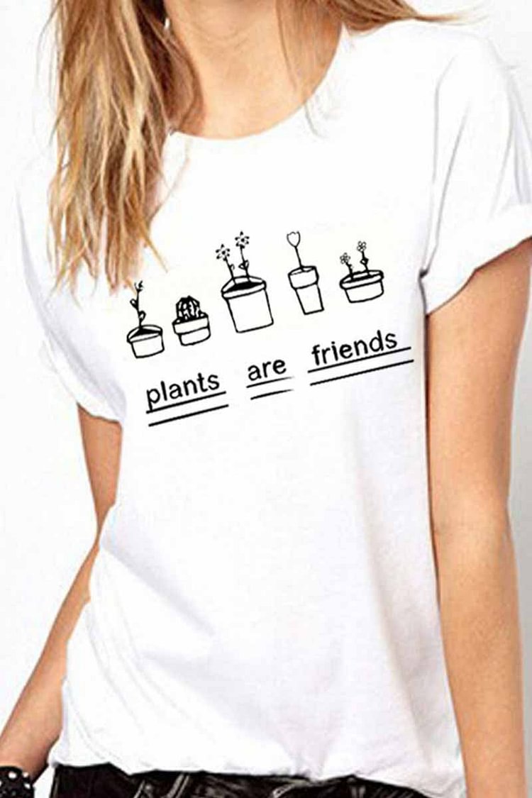 Round Neck Cute Print T-shirt