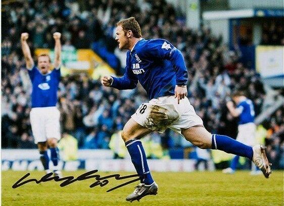 WAYNE ROONEY SIGNED EVERTON 16x12 INCH FOOTBALL Photo Poster painting SEE COA & PROOF