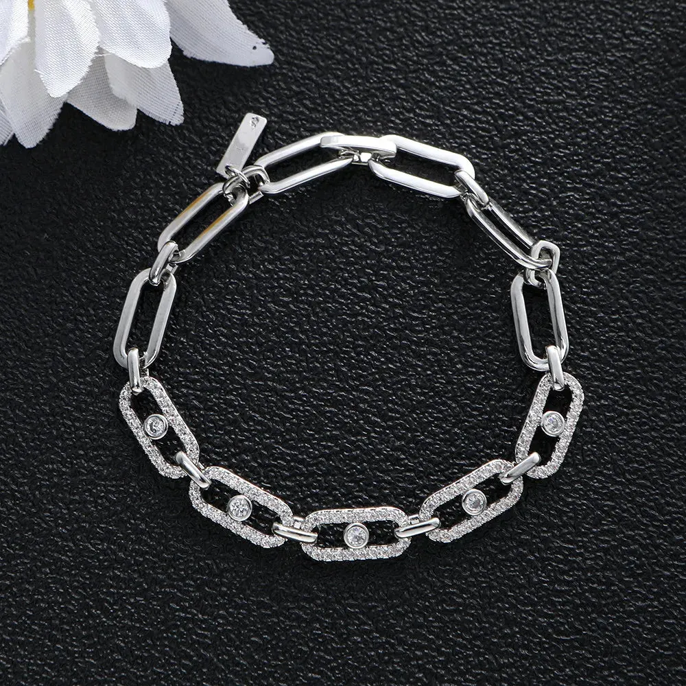 Women's Copper Cubic Zirconia Pave Setting Geometric Bracelet