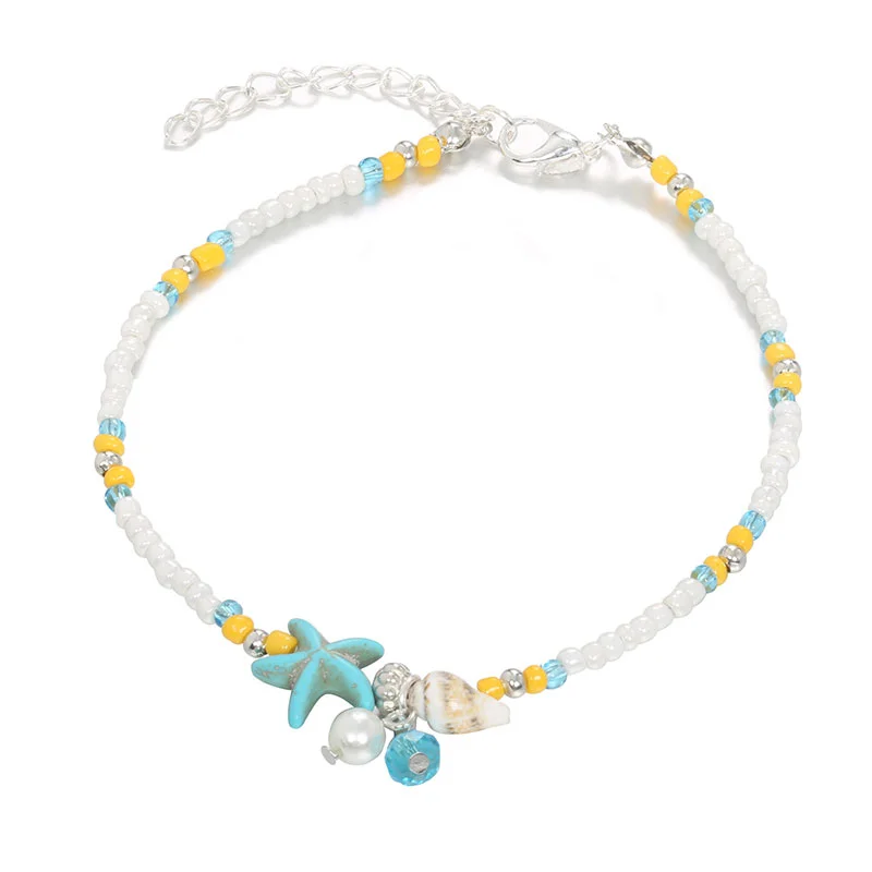 Conch Starfish Bead Anklet