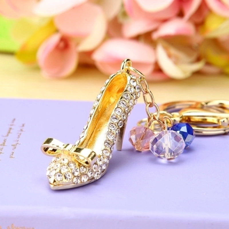 Elegant Lady High Heel Metal Inlay Rhinestones Women’s Bag Pendant Keychain