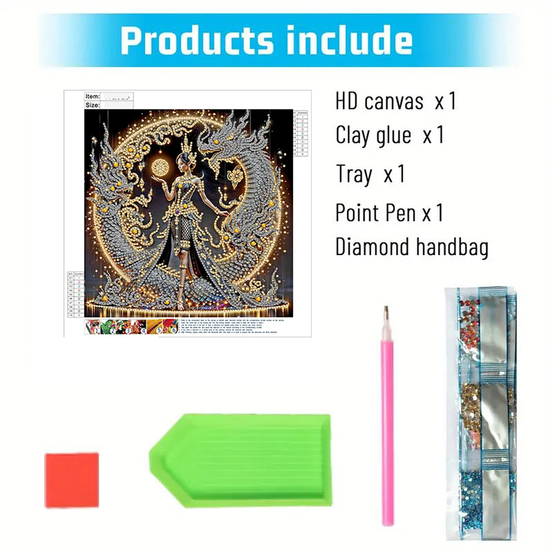 Dragon Beauty - Diamond Painting - Partial Special Shaped Drill(Canvas|30*30cm)