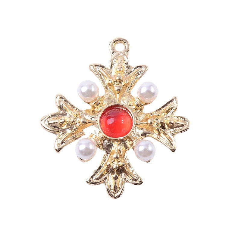 10 PCS/Package 13*26mm 21*26mm 31*37mm Alloy Crystal Pearl Cross Jewelry Accessories Pendant