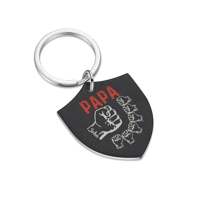Personalized Holding Hands Family Keychain Engrave 7 Names Father's Day Gifts