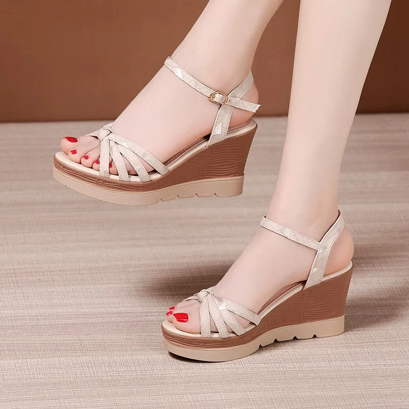 Plus Size 35-40 Platform Sandals Women Shoes Summer 2022 Open Head High Heels Wedges Sandals Ladies Casual Beach Sandals