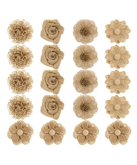 10 Pcs Burlap Flowers & Bowknots Set-Himinee.com