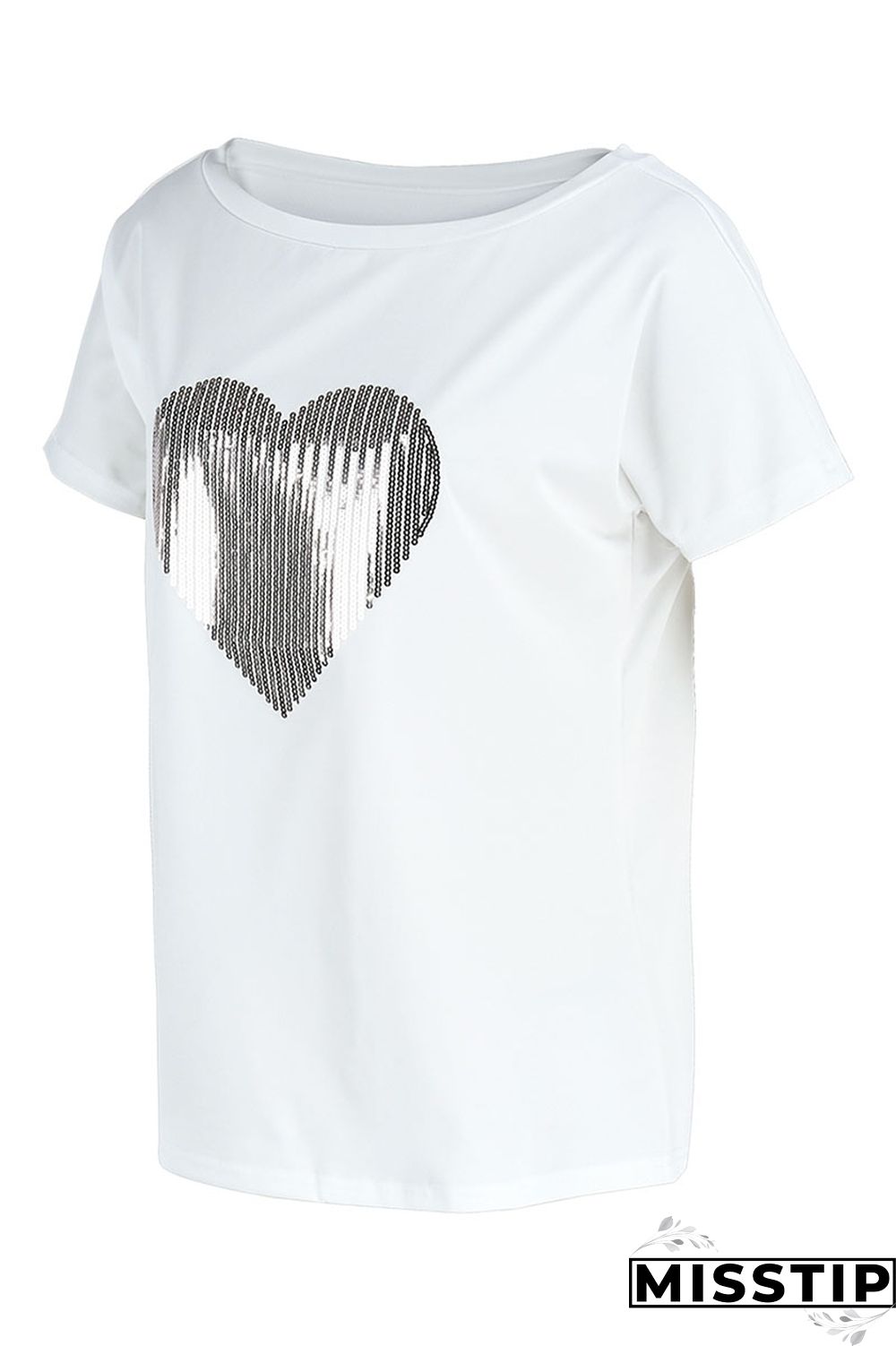 White Red Casual Print Bronzing Patchwork O Neck T-Shirts