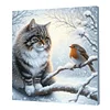 (Framed)Diamond Painting -DIY Round Drill Snow Cat with Frame(25x25cm)