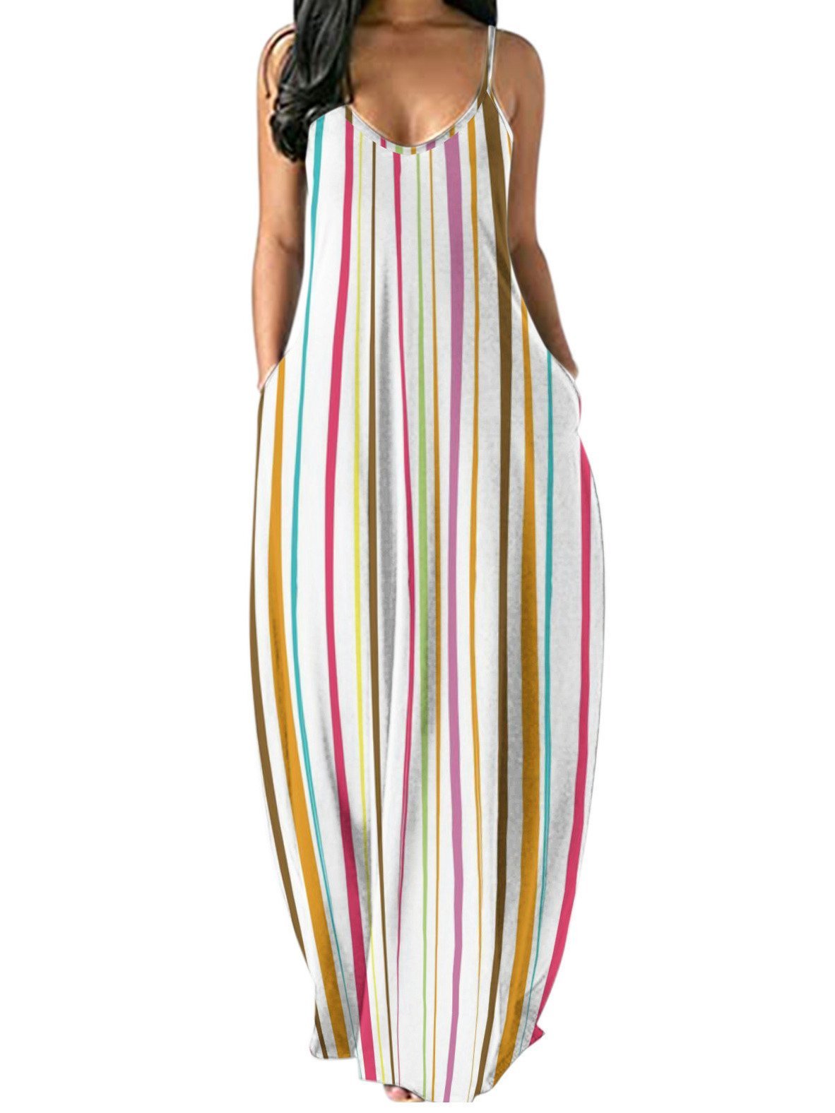 Women Half Sleeve V-neck Solid Color Dress