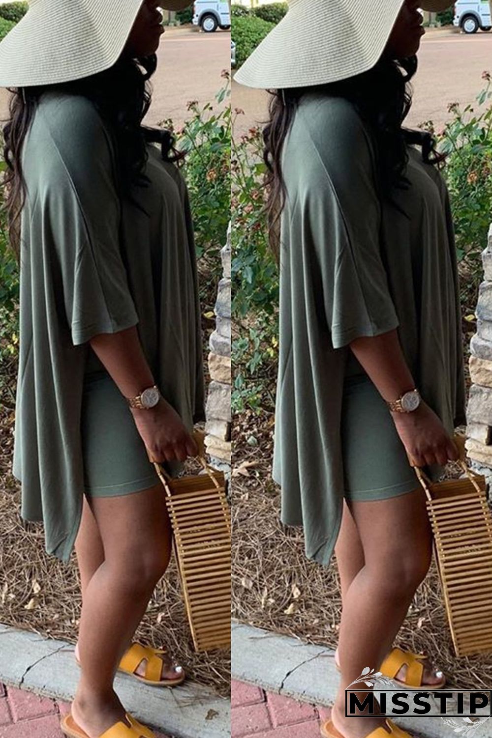 Green Fashion Irregular Loose Casual Two-Piece