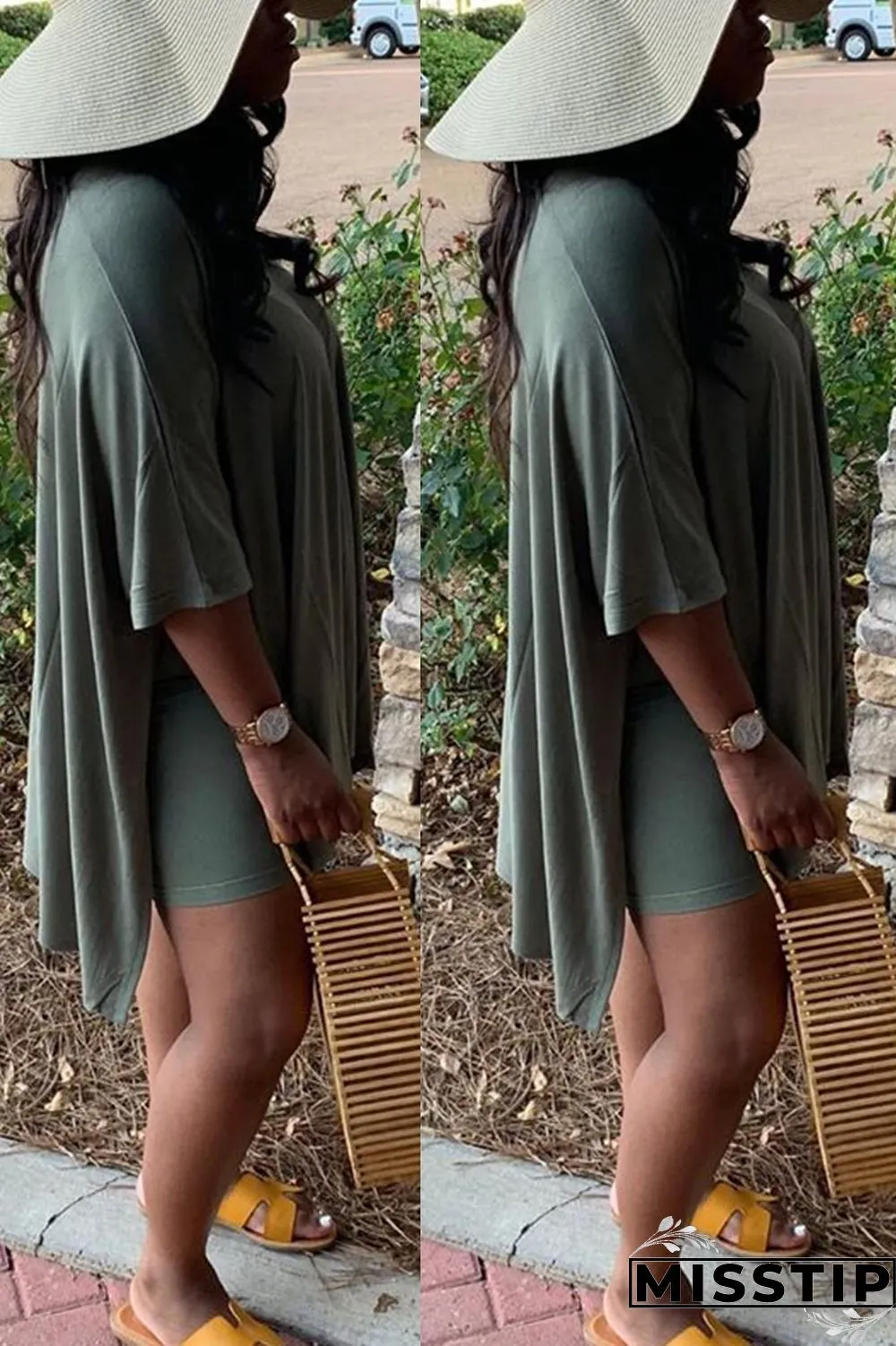 Green Fashion Irregular Loose Casual Two-Piece