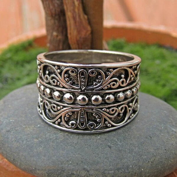 🔥 Last Day Promotion 49% OFF🎁Bohemian Floral Swirl Silver Ring