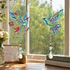 2Pcs Diamond Painting Acrylic Double Sided Bird Wind Chime Suncatcher with Crystal Hanging Pendant