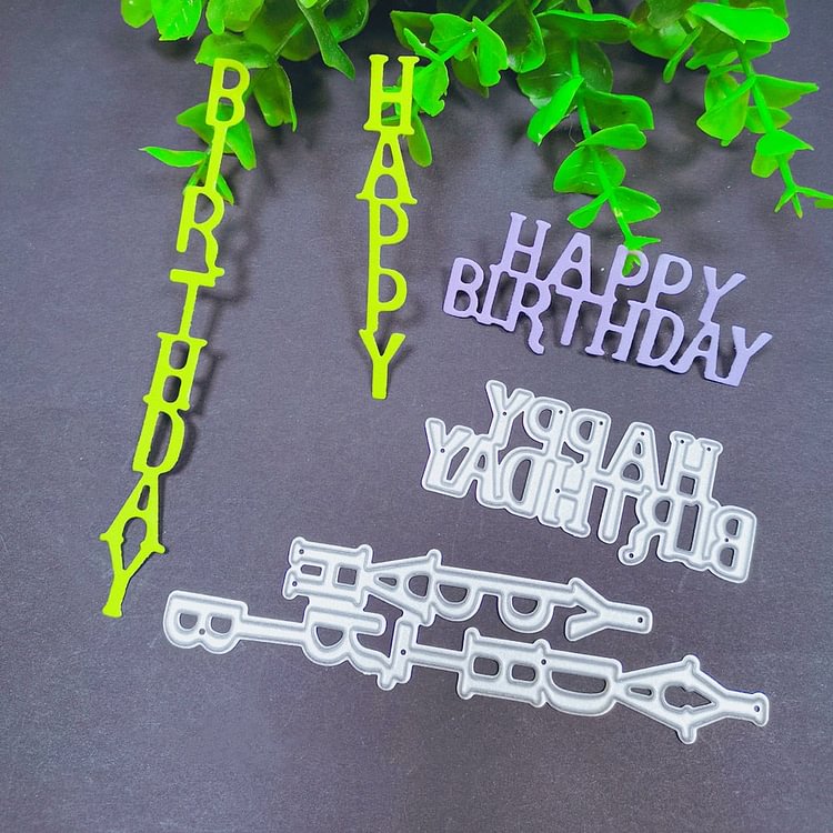 Happy Birthday Words Metal Cutting Dies Stencil Template for Embossing DIY Scrapbooking Paper Album Gift Cards Making Die Cuts