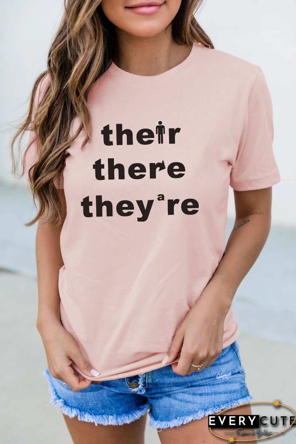 Pink Short Sleeve Letters Graphic T-shirt