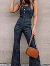 Urban Denim Wide Leg Spaghetti-Neck Jumpsuit