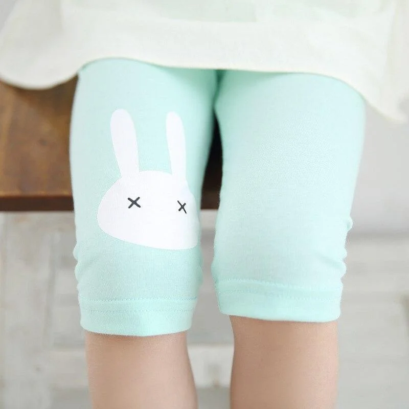 Girls Leggings Summer Cute Casual Pants for Kids Girl Cartoon Rabbit Short Pants Children Candy Colors Knee Length Leggings