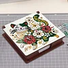 Wooden DIY Flower Cat Diamond Painting Kit Note Box with 160 Papers for Office