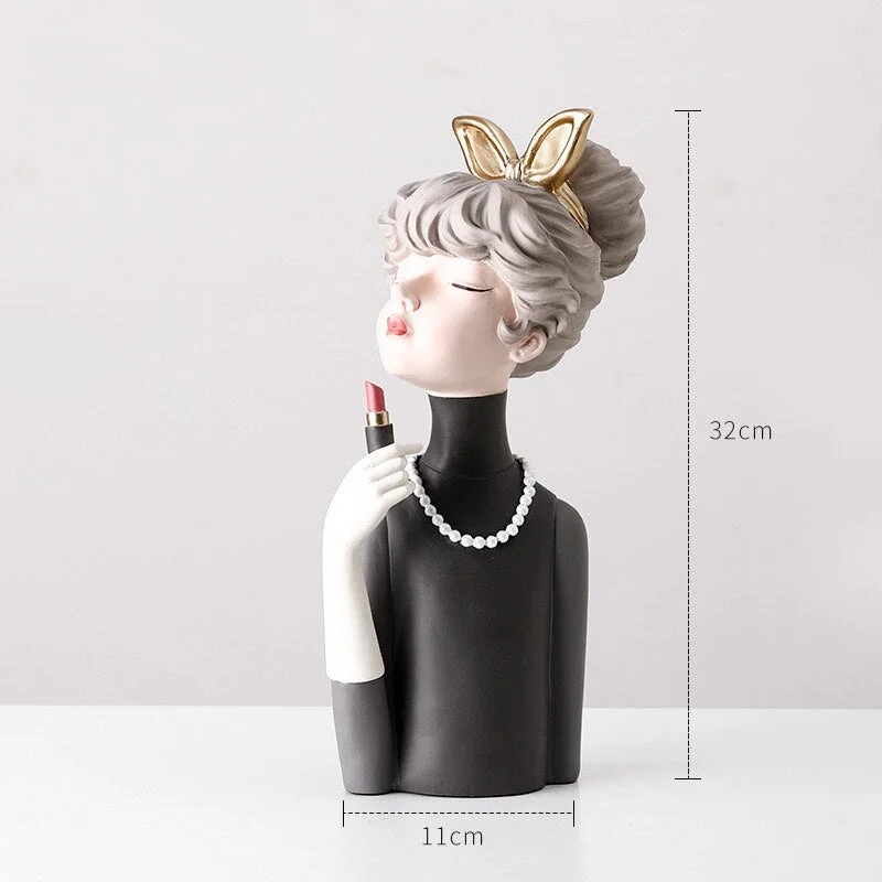 Moden Girl Sculpture Resin Art Statue Fairy Fashion Nordic Home Decoration Tabletop Figurines Gifts Bedroom Decor Accessories