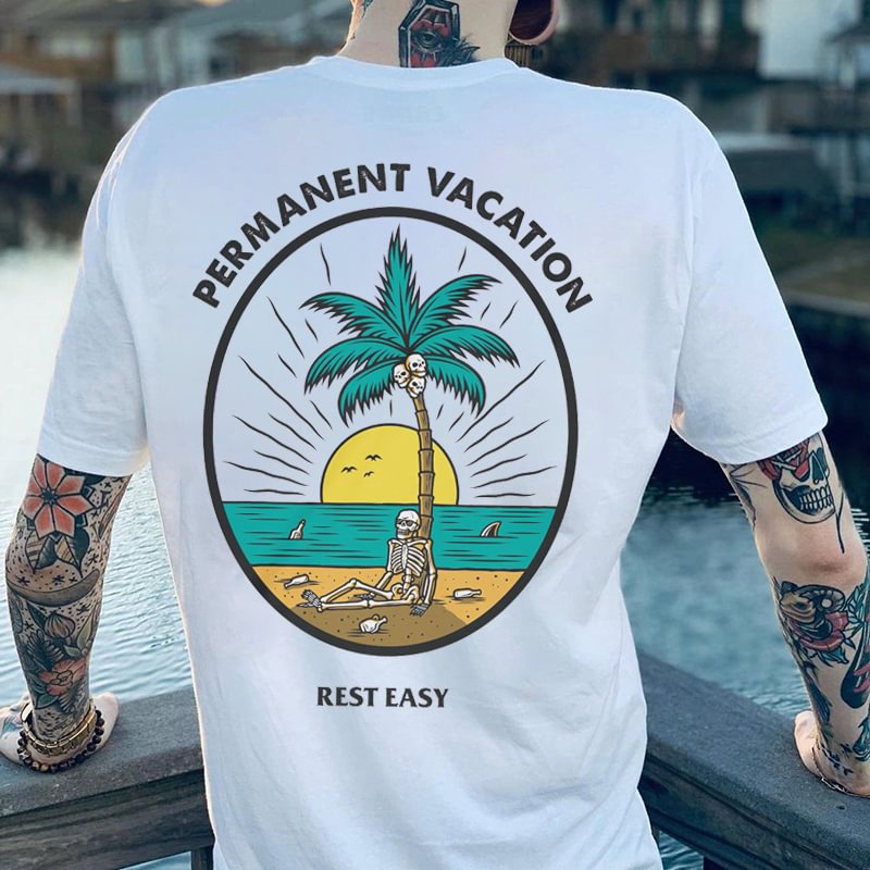 Permanent Vacation Rest Easy Printed Men's T-shirt -  