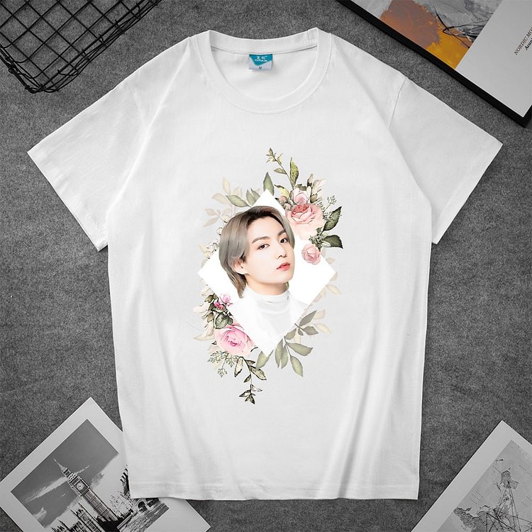 BTS Photo Flower Print T-shirt