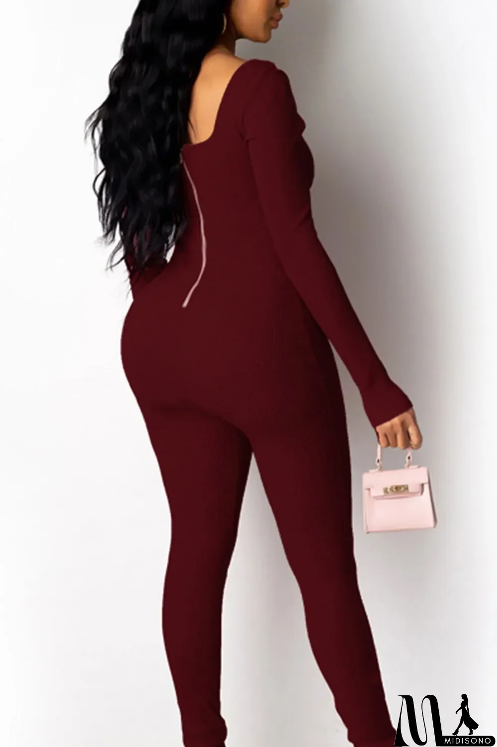 MidiSono - purple Street Pit Article Fabrics O Neck Jumpsuits