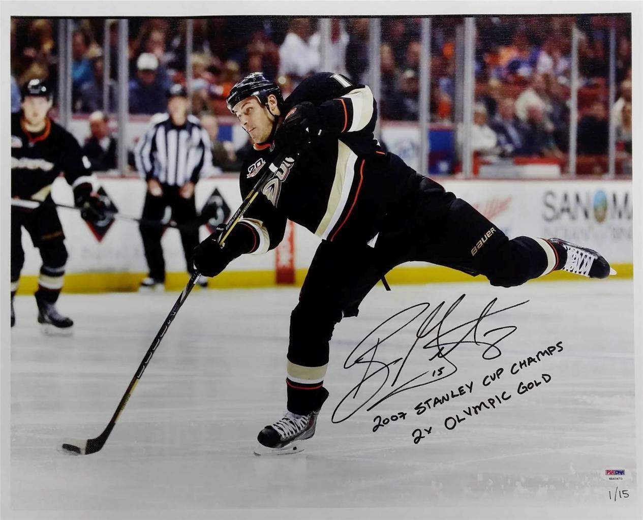 Ryan Getzlaf Signed 07 Stanley Cup Champ 2x Olympic Gold 16x20 Canvas Photo Poster painting 1/15