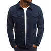 Giacca in denim casual da uomo con risvolto abbottonato