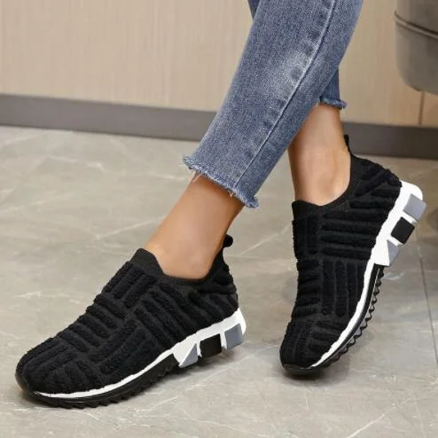 Vstacam Thanksgiving Luxury Women/Men Fall/Winter New Style Thick-Soled Casual Shoes Stretch Towel Sports Large Size Mid-Heel Women's Single Shoes