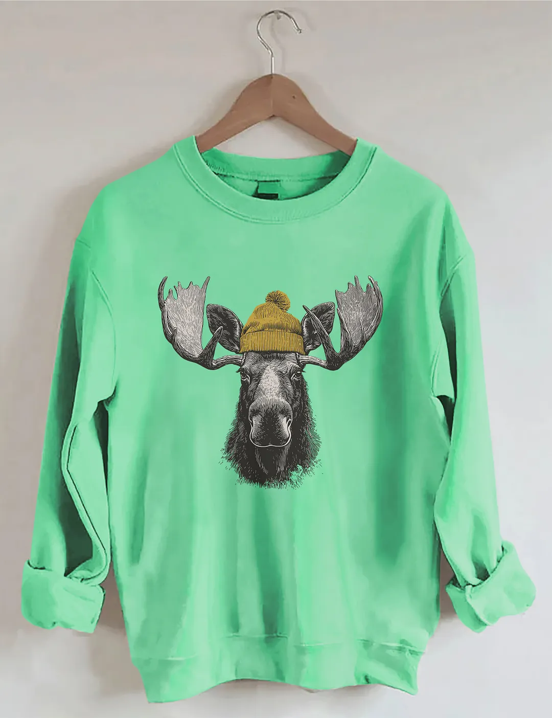 Bull Moose Wearing Beanie Sweatshirt