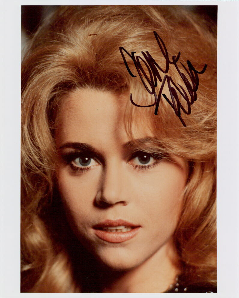 Jane Fonda (Barbarella) signed 8X10 Photo Poster painting