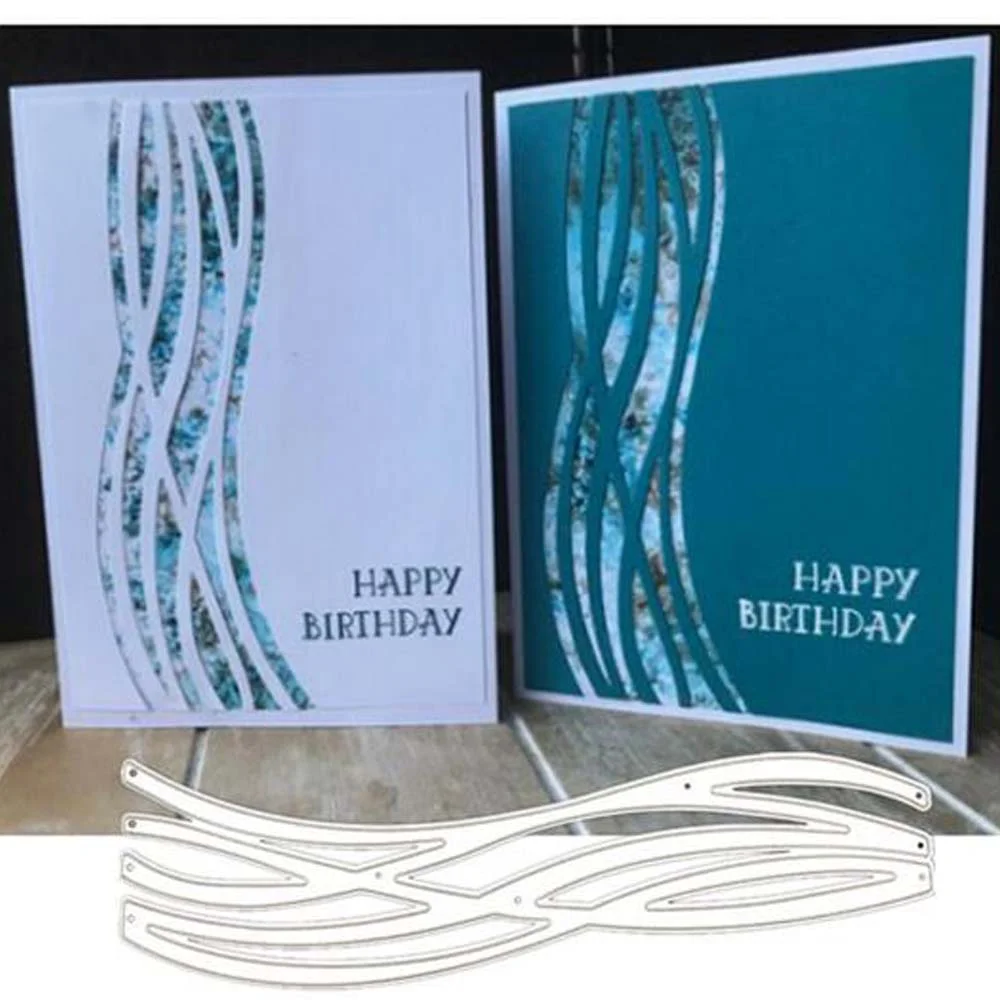 Nigikala Cutting Dies Scrapbooking Wavy Line Border Embossing Stencil Handcraft Embossing Die Stencil Album