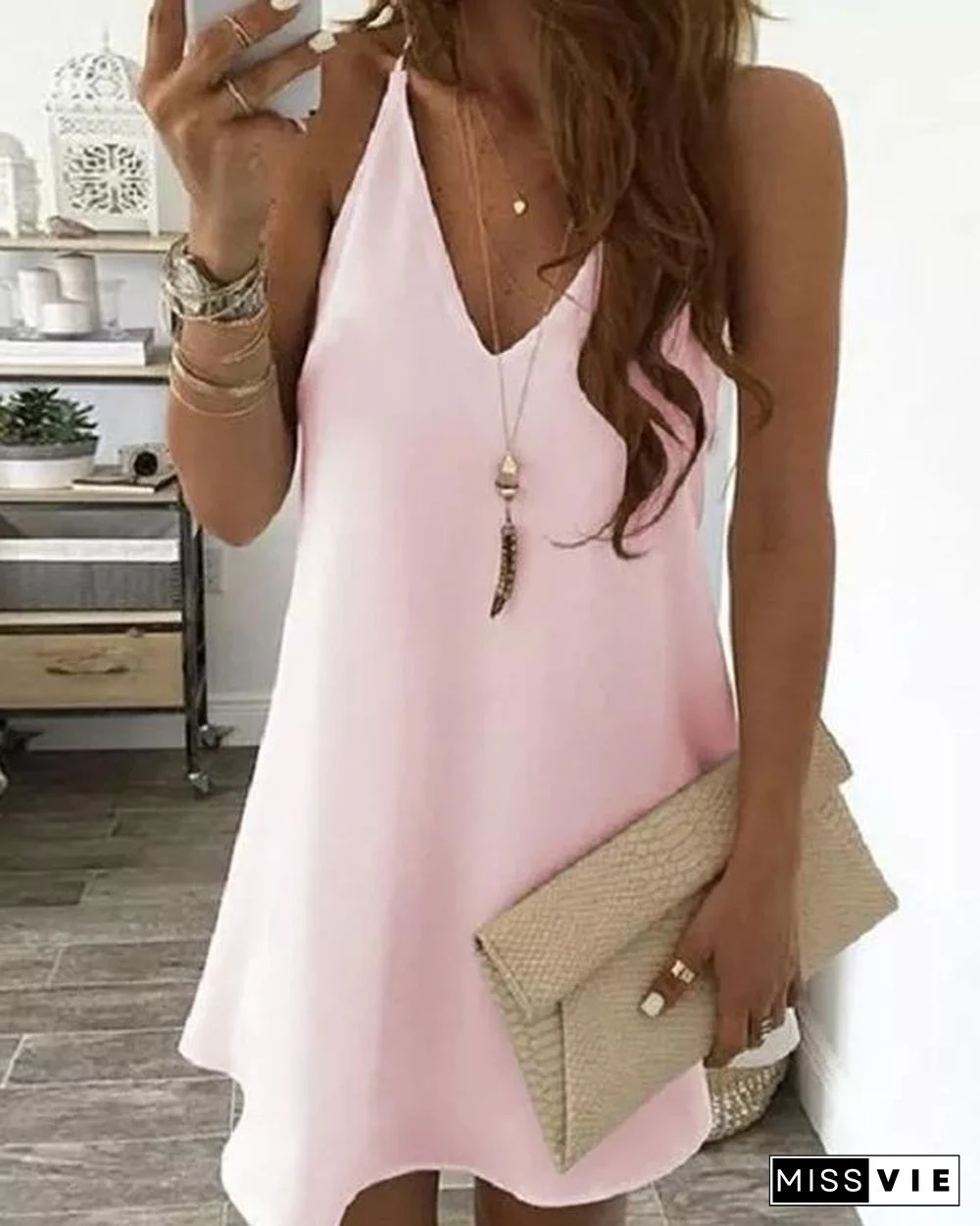 Chiffon V Neck Camisole Dress