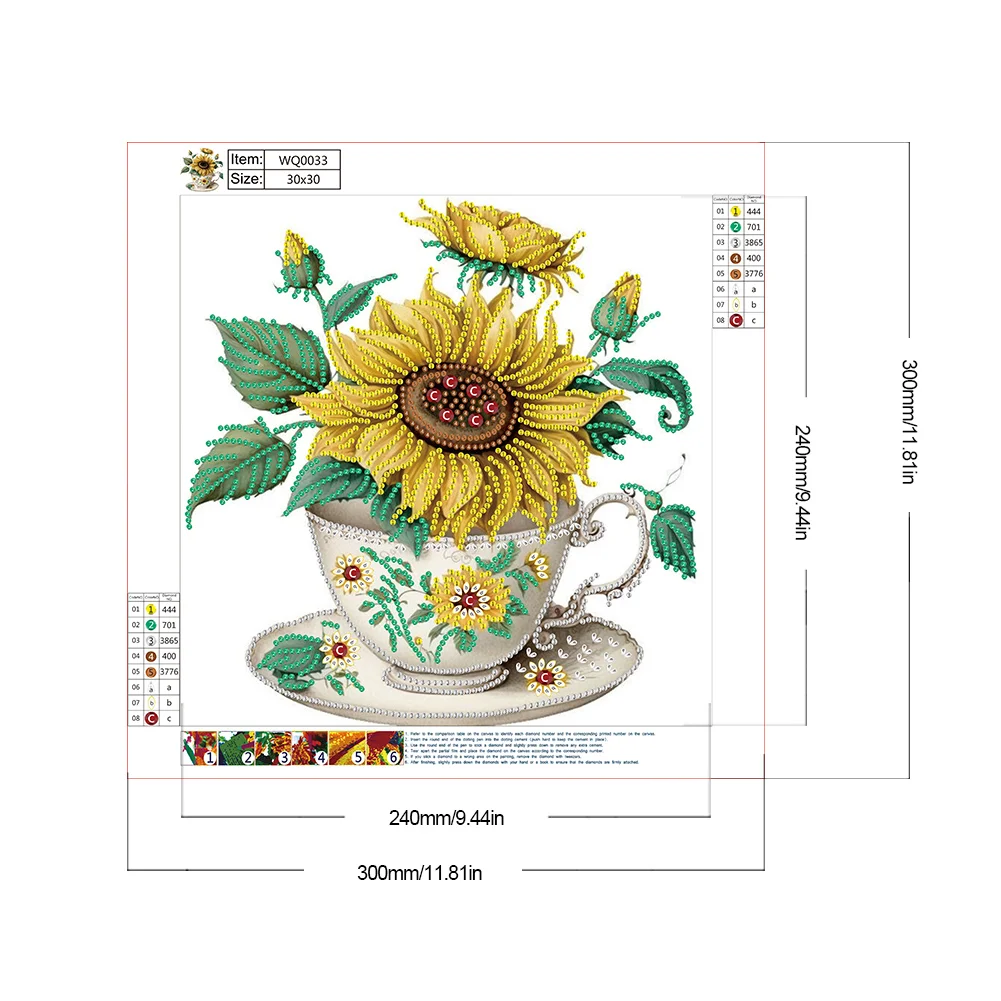 Diamond Painting - Partial Special Shaped Drill - Sunflower Cup(Canvas|30*30cm)