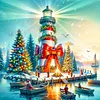 Christmas Lighthouse - Diamond Painting - Full Round Drill (Canvas|40*40cm)