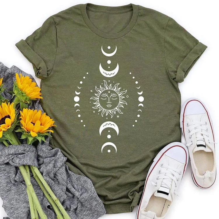 Mystical Sun and moon T-shirt Tee -05326-Annaletters