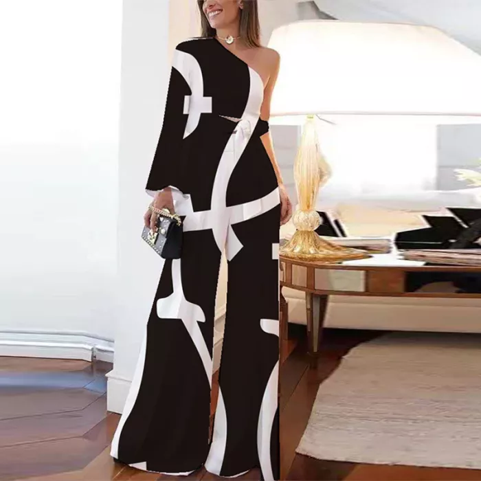 New Women's Elegant One-Shoulder Fashion Jumpsuits