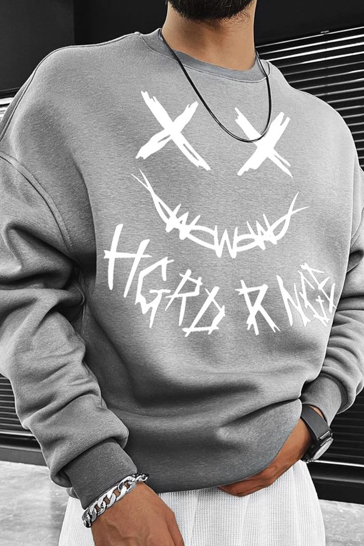 Tiboyz Halloween Devil Smiley Print Casual Sweatshirt