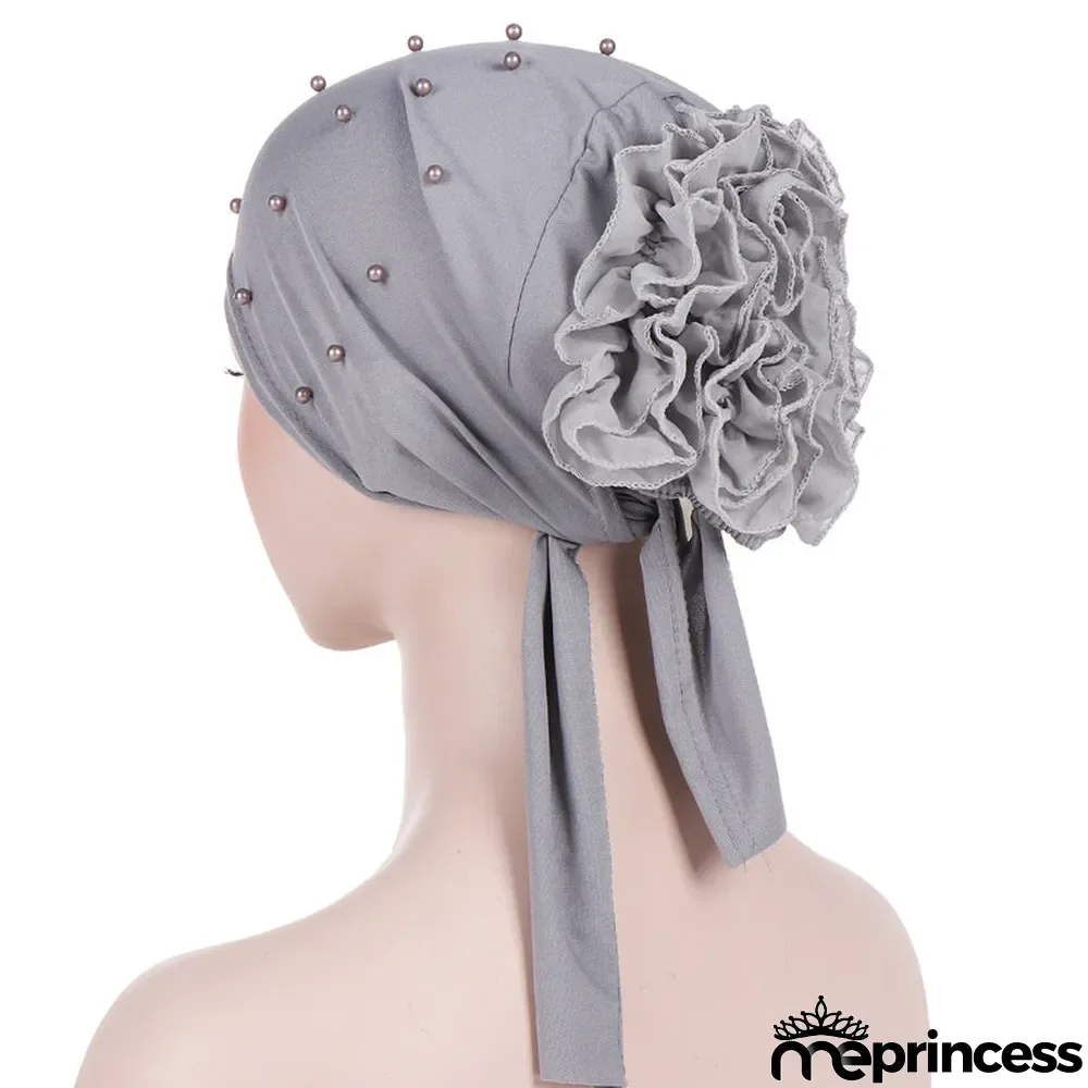 Women's Beads Flowers Muslim Turban Hat Cap