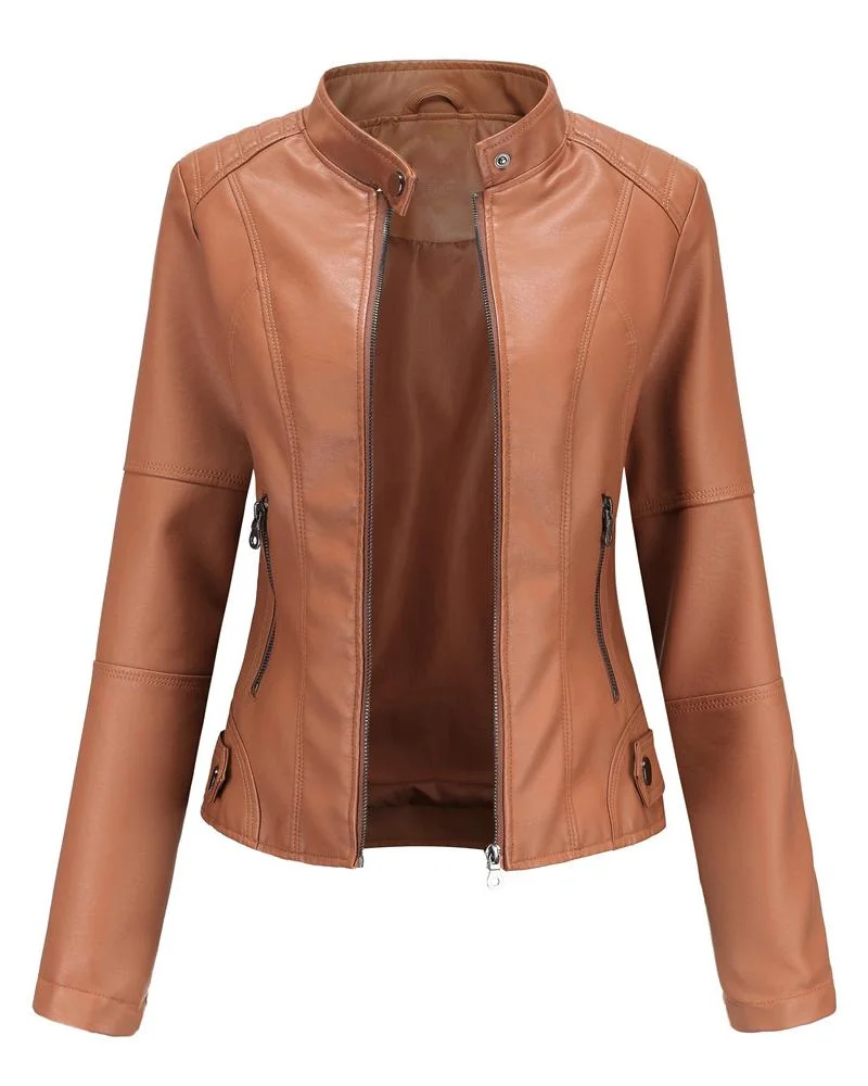 Women's casual leather jacket coats-120309
