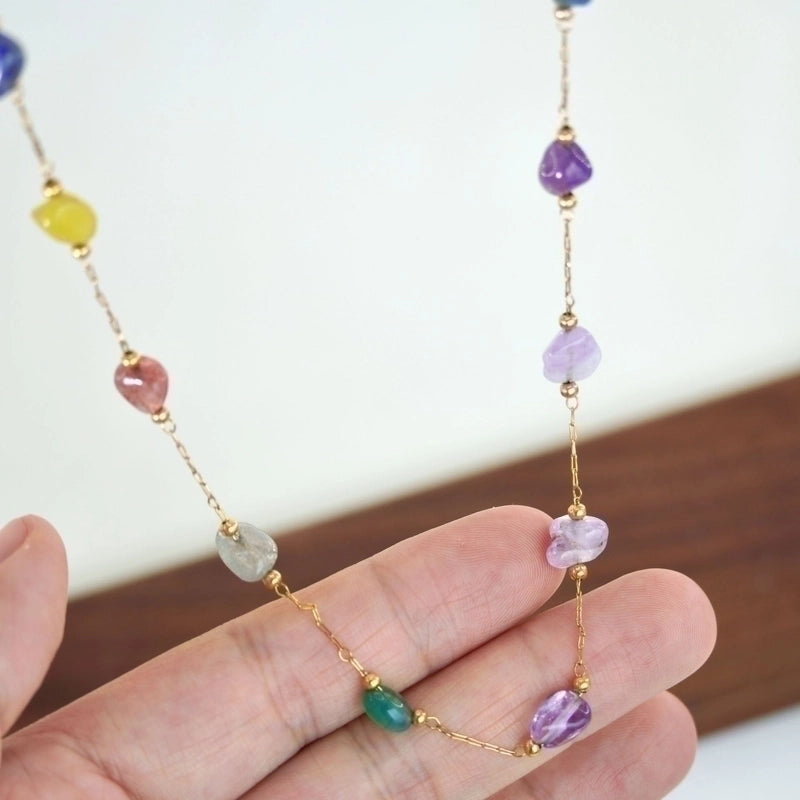 3 Pieces Elegant Geometric Natural Stone Titanium Steel Necklace