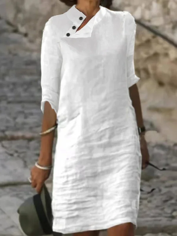 Women'S Three Quarter Sleeve Casual Dress-mysite
