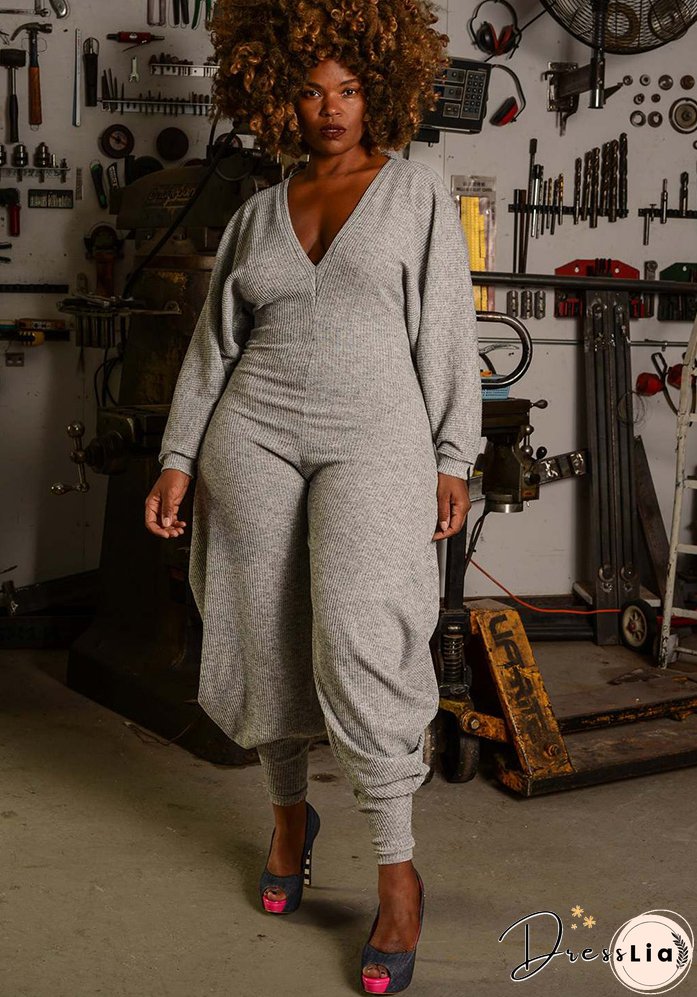 Women Ribbed Solid Patchwork Jumpsuit