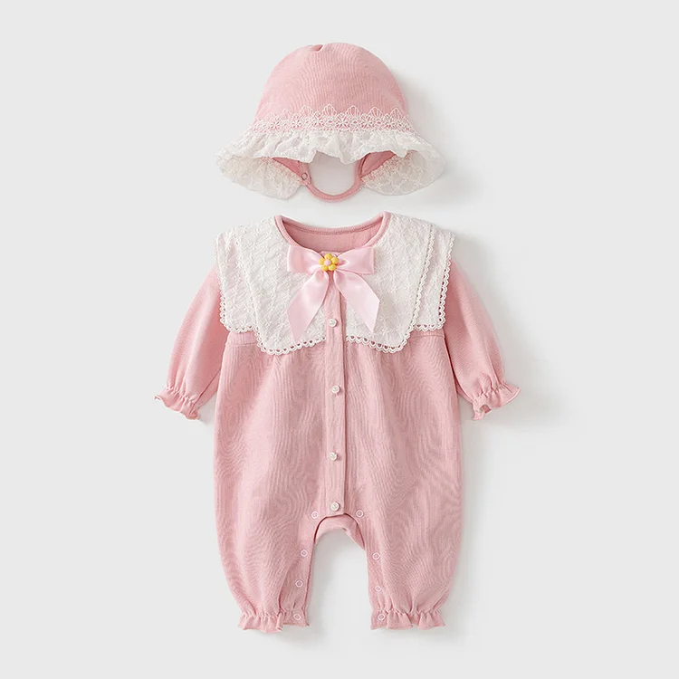 Baby Girl Clothes Onepeice Long Sleeve Pink Red Bow Romper