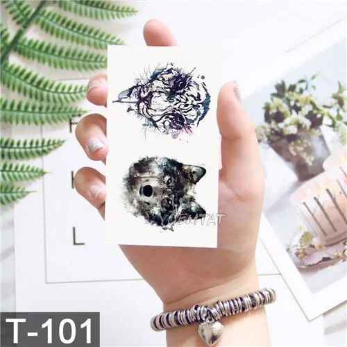 Geometric Moose Elk Arrow Temporary Tattoo Panda Women Hand Tatoo Sticker Triangle Wolf Body Arm Art Waterproof Tattoo Men