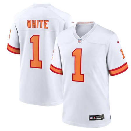 Youth '76 Tampa Bay Buccaneers #1 Rachaad White  White Player Game Jersey