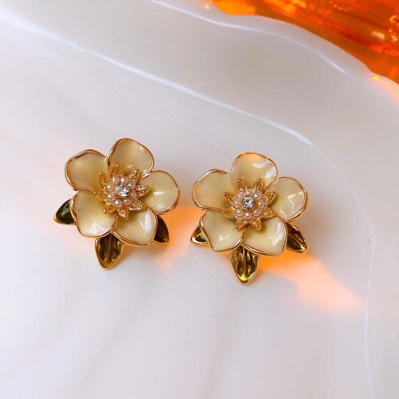 Medieval Flower Geometric Copper Oil Dripping Earrings